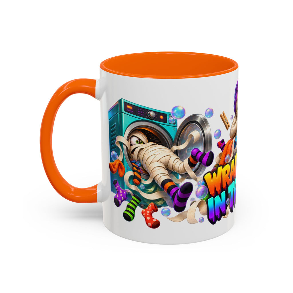 Wrapped Up in Trouble Mummy Halloween White Mug
