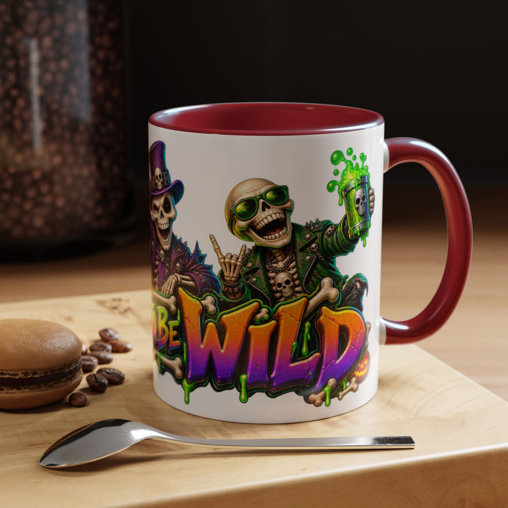 Bone to Be Wild Skeleton Crew Halloween White Mug