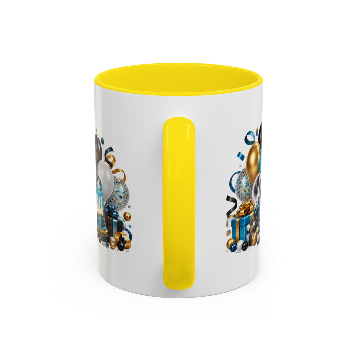 Happy Birthday White Tiger Mug – Colorful 3D Birthday Gift – White Coffee Mug