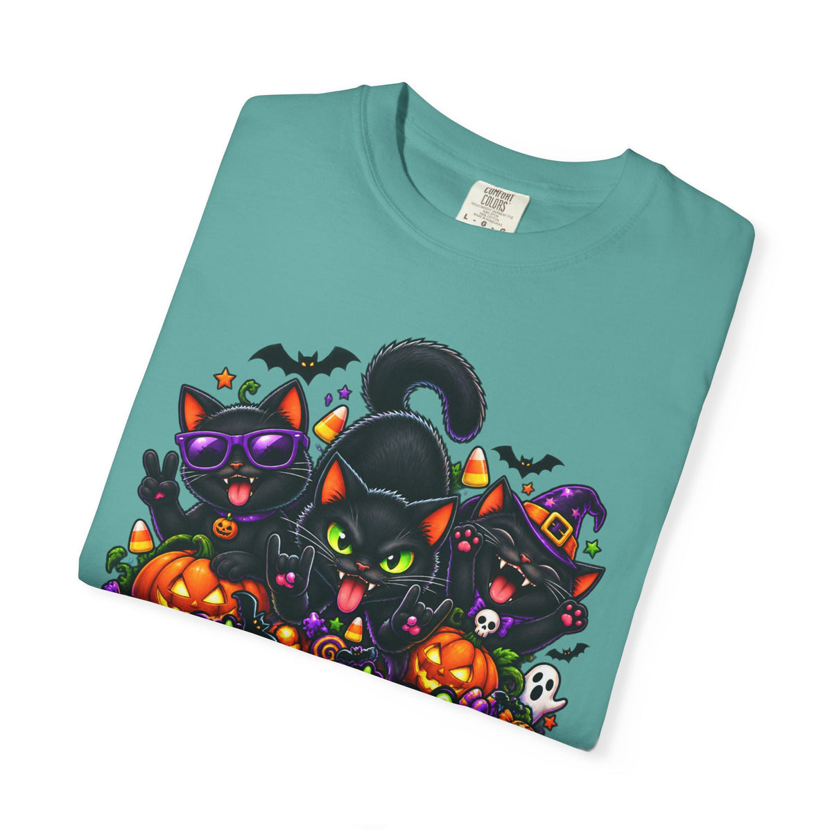 Midnight Mischief Halloween T-Shirt – Funny Black Cat Graphic Tee