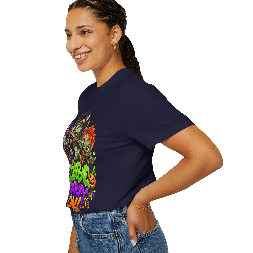 Zombie Party On! – Halloween Zombie Crew Graphic T-Shirt