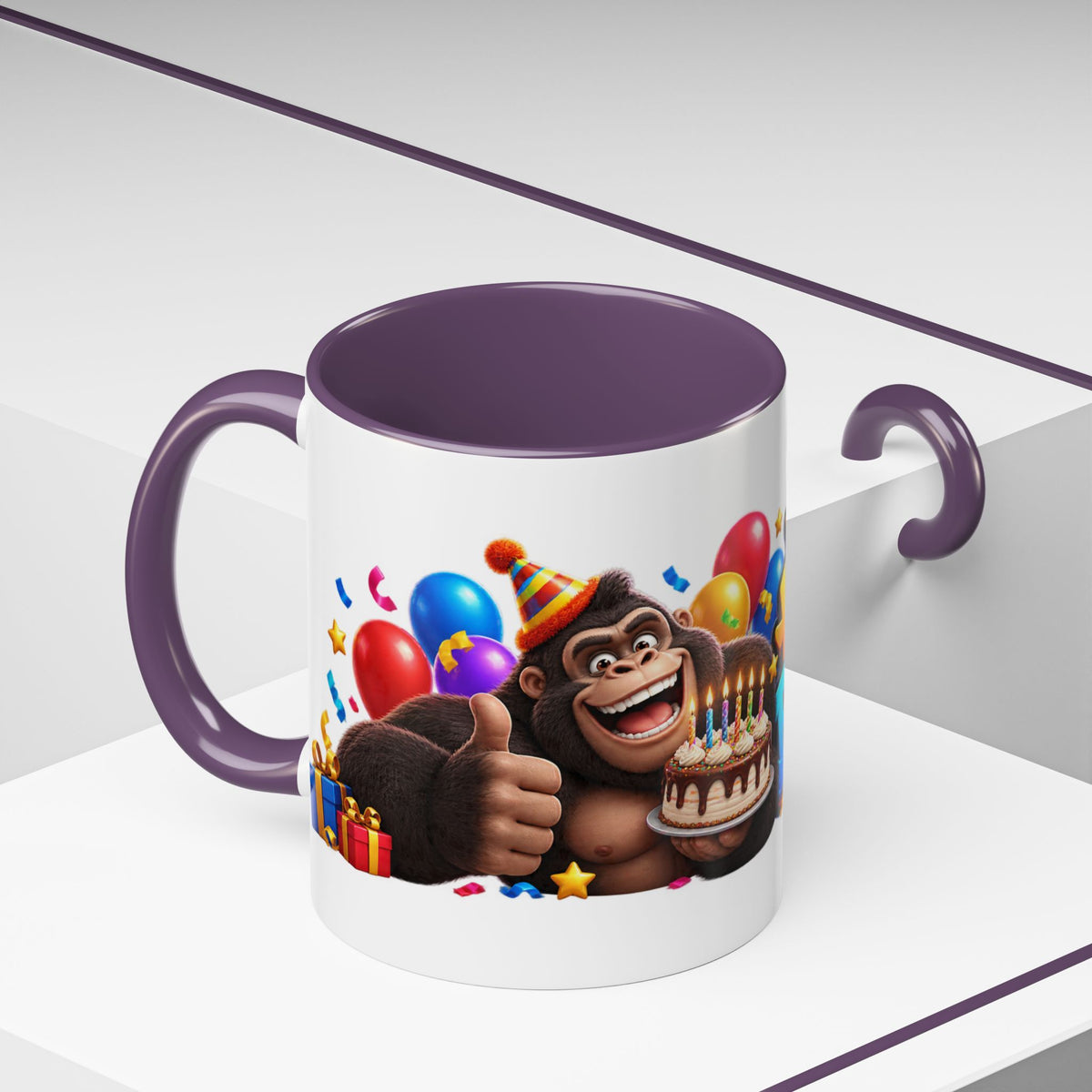 Gorilla Happy Birthday Mug - Colorful 3D Celebration Design