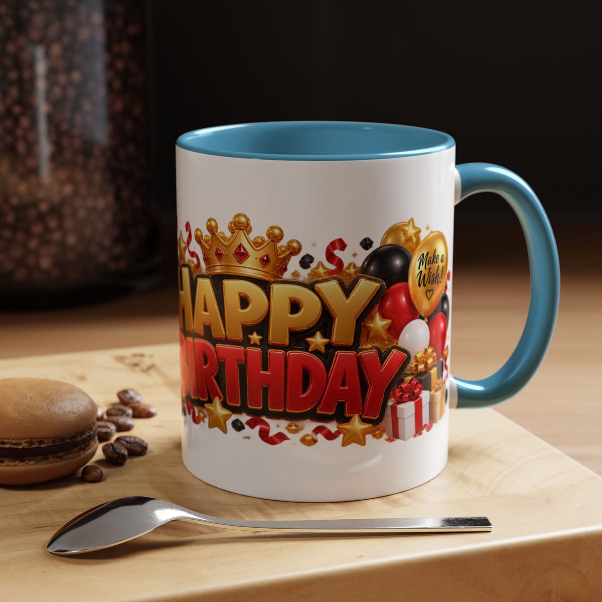Happy Birthday Rhino Mug – Colorful 3D Birthday Gift – White Coffee Mug