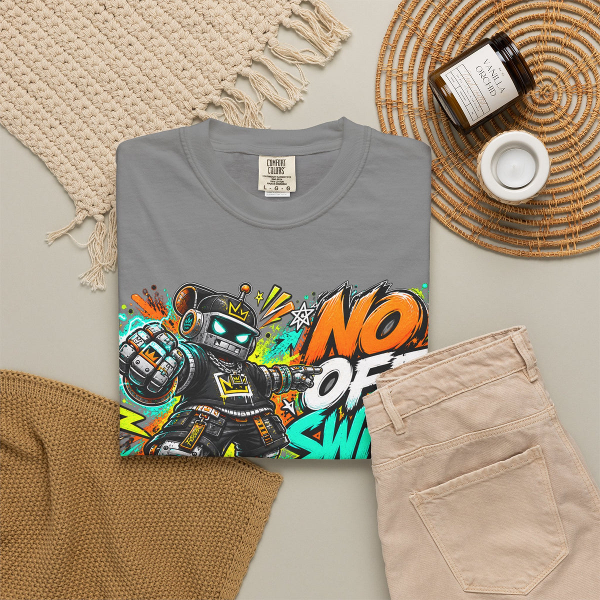 No Off Switch Robot Graphic T-Shirt — Bold Retro Streetwear Design