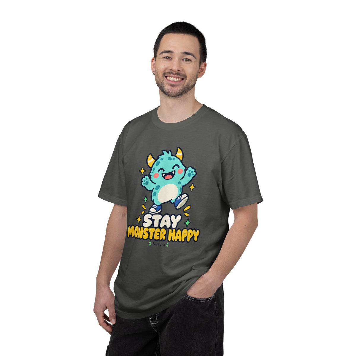 Stay Monster Happy – Cute Monster Graphic T-Shirt