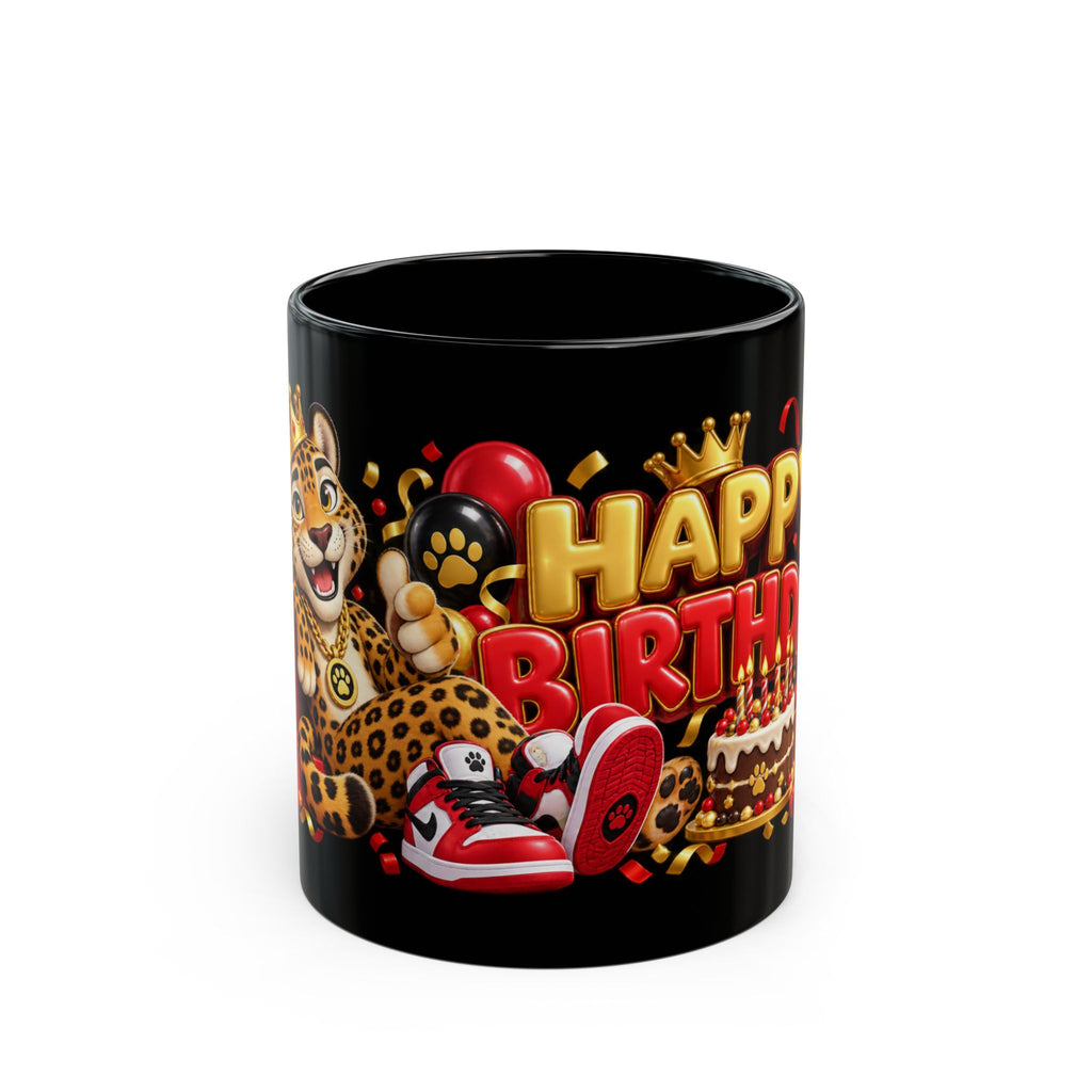Happy Birthday Jaguar Mug – Bold 3D Birthday Design – Black Coffee Mug