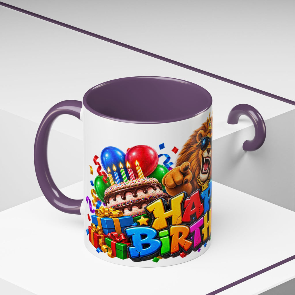 Lion Happy Birthday Mug – Colorful 3D King Celebration Design