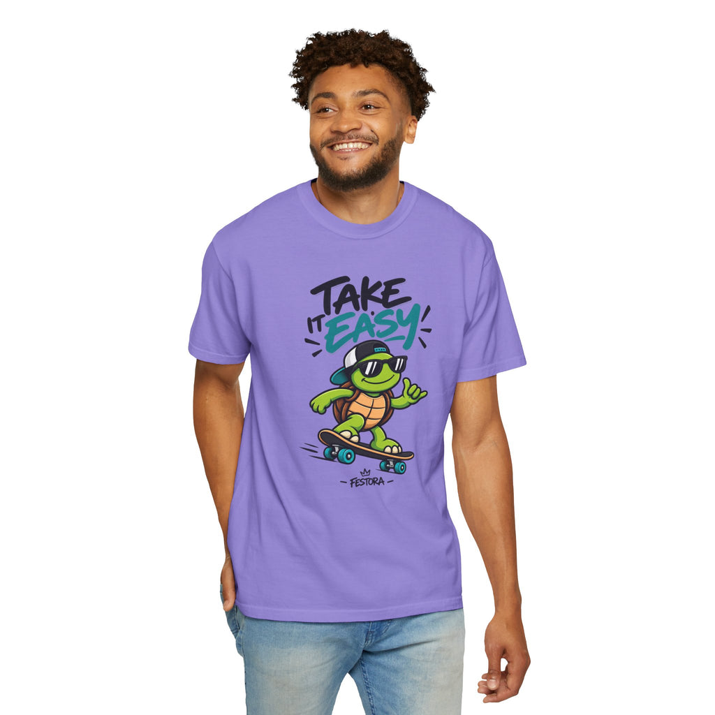 Take It Easy Skate Turtle Graphic T-Shirt | Festora Everyday