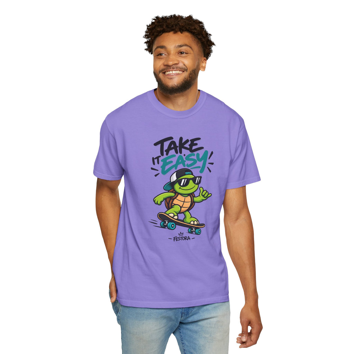 Take It Easy Skate Turtle Graphic T-Shirt | Festora Everyday