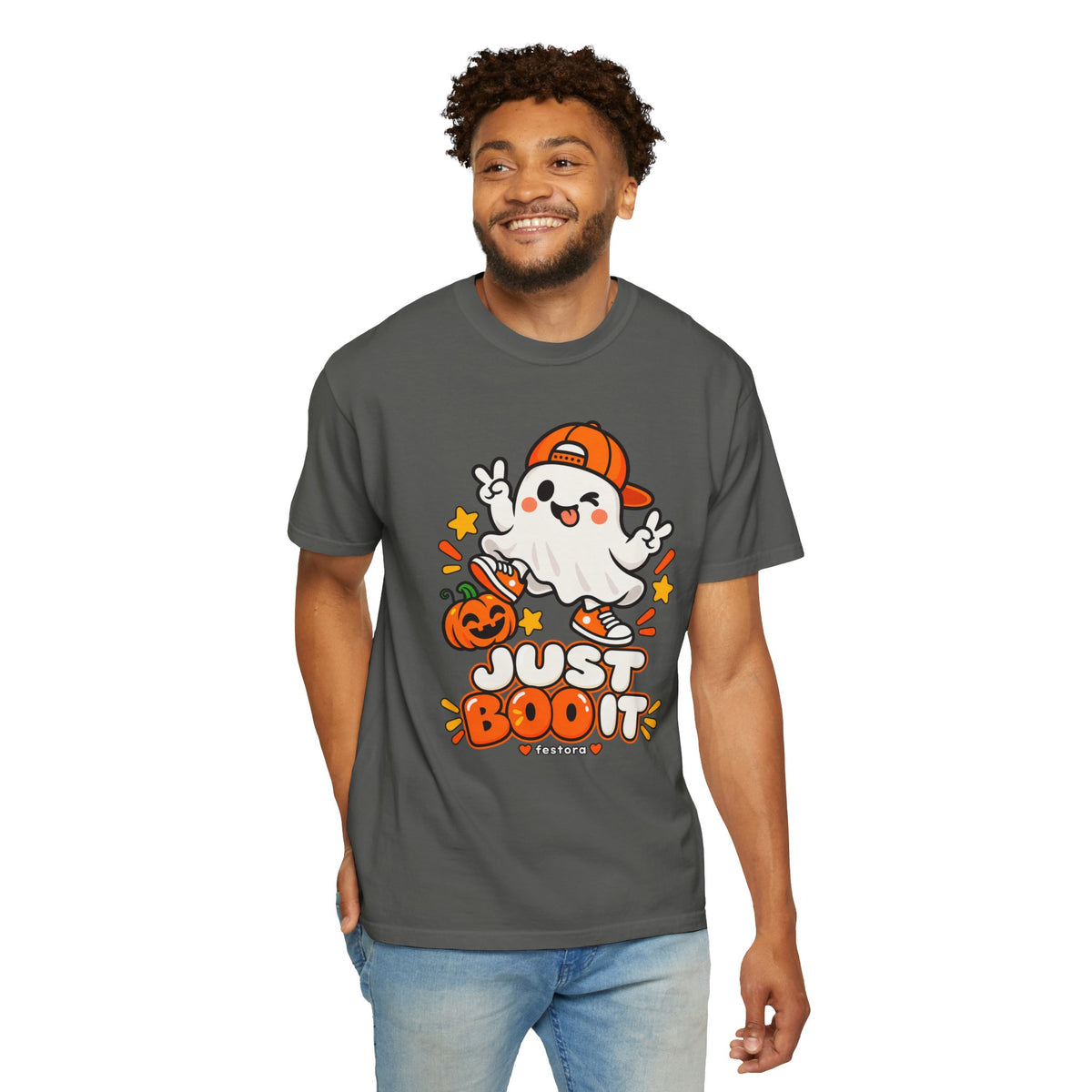 Just Boo It Halloween T-Shirt | Cute Skater Ghost Graphic Tee