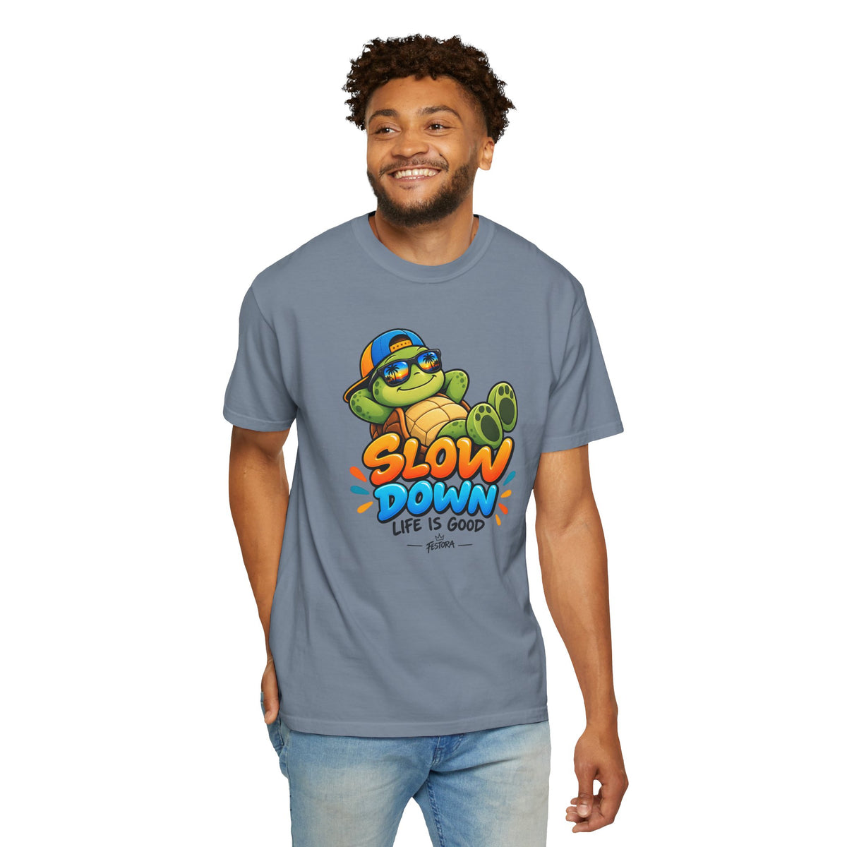 Slow Down, Life Is Good – Turtle Graphic T-Shirt | Festora Everyday
