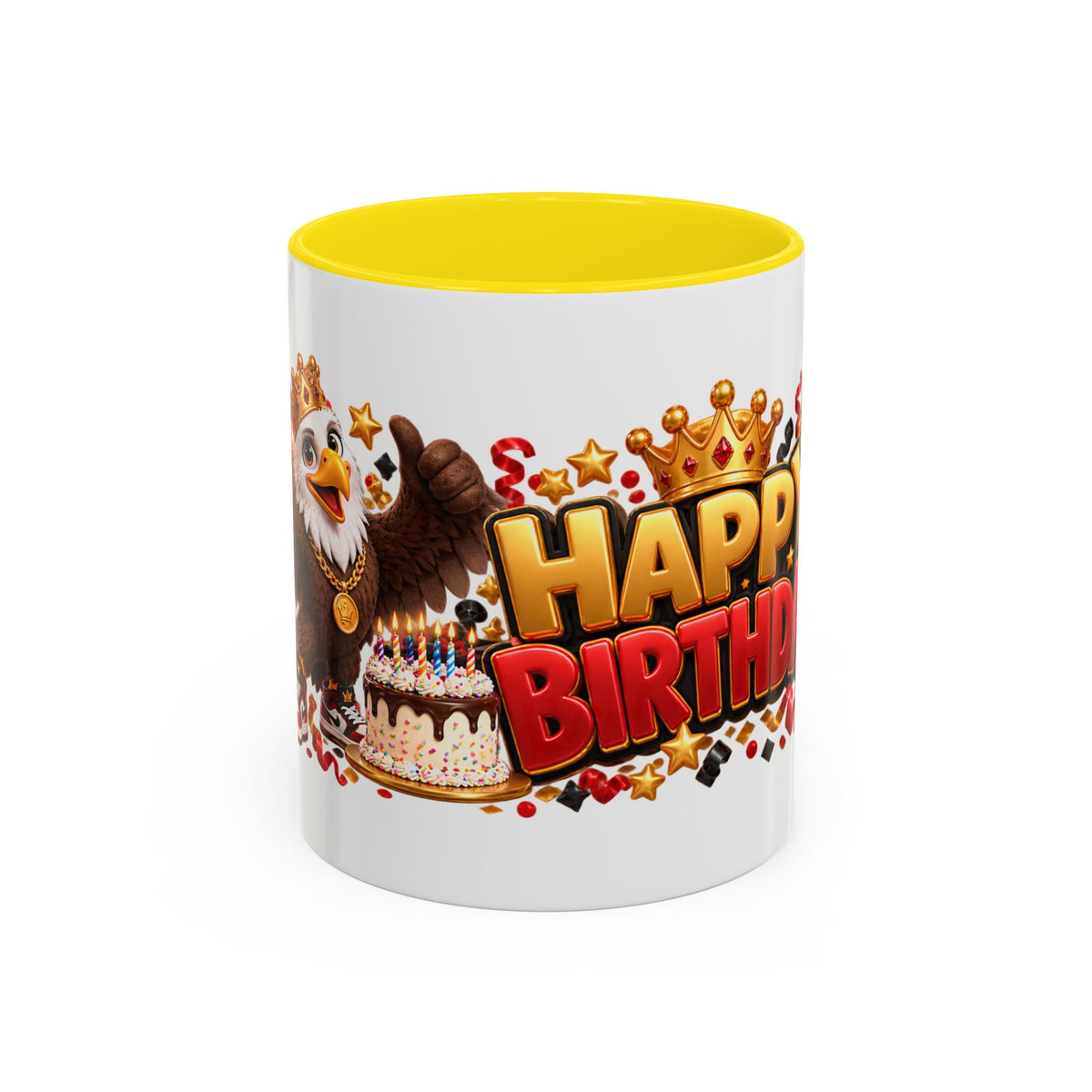 Happy Birthday Eagle Mug – Colorful 3D Birthday Gift – White Coffee Mug