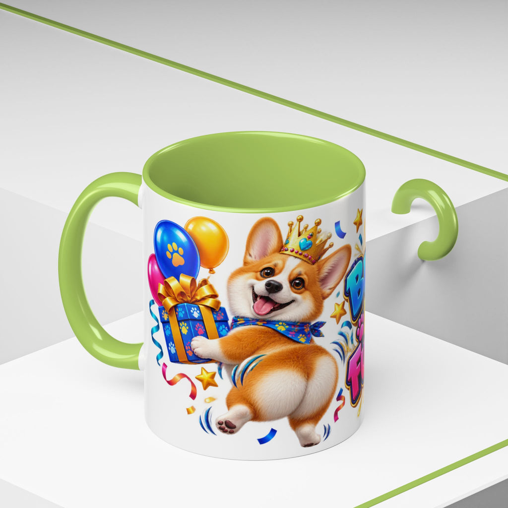 Birthday Mode Full Wiggle Corgi White Mug