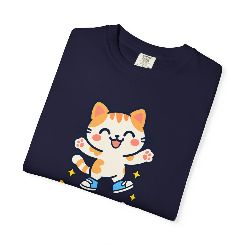 Stay Pawsitive – Cute Happy Cat Graphic T-Shirt