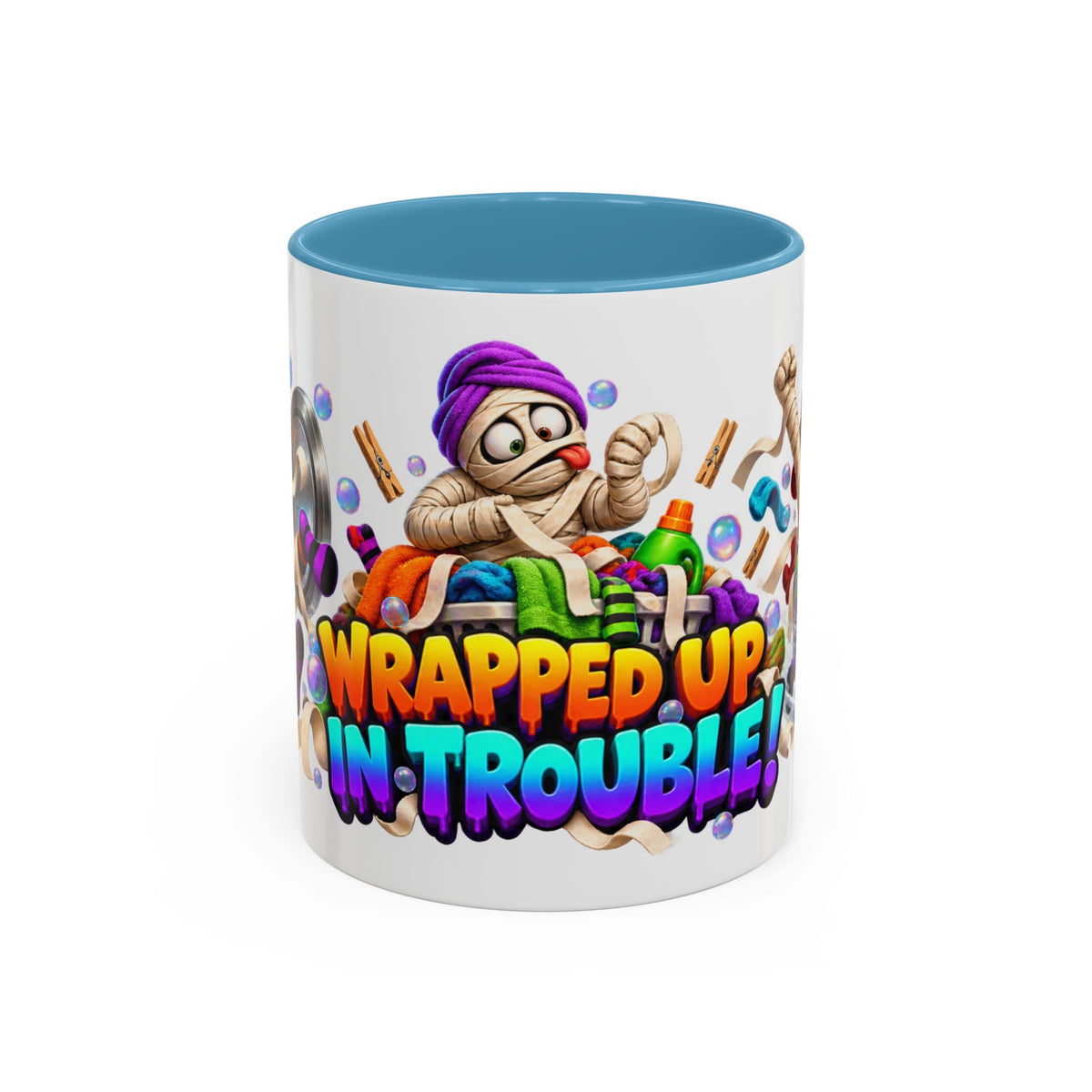 Wrapped Up in Trouble Mummy Halloween White Mug