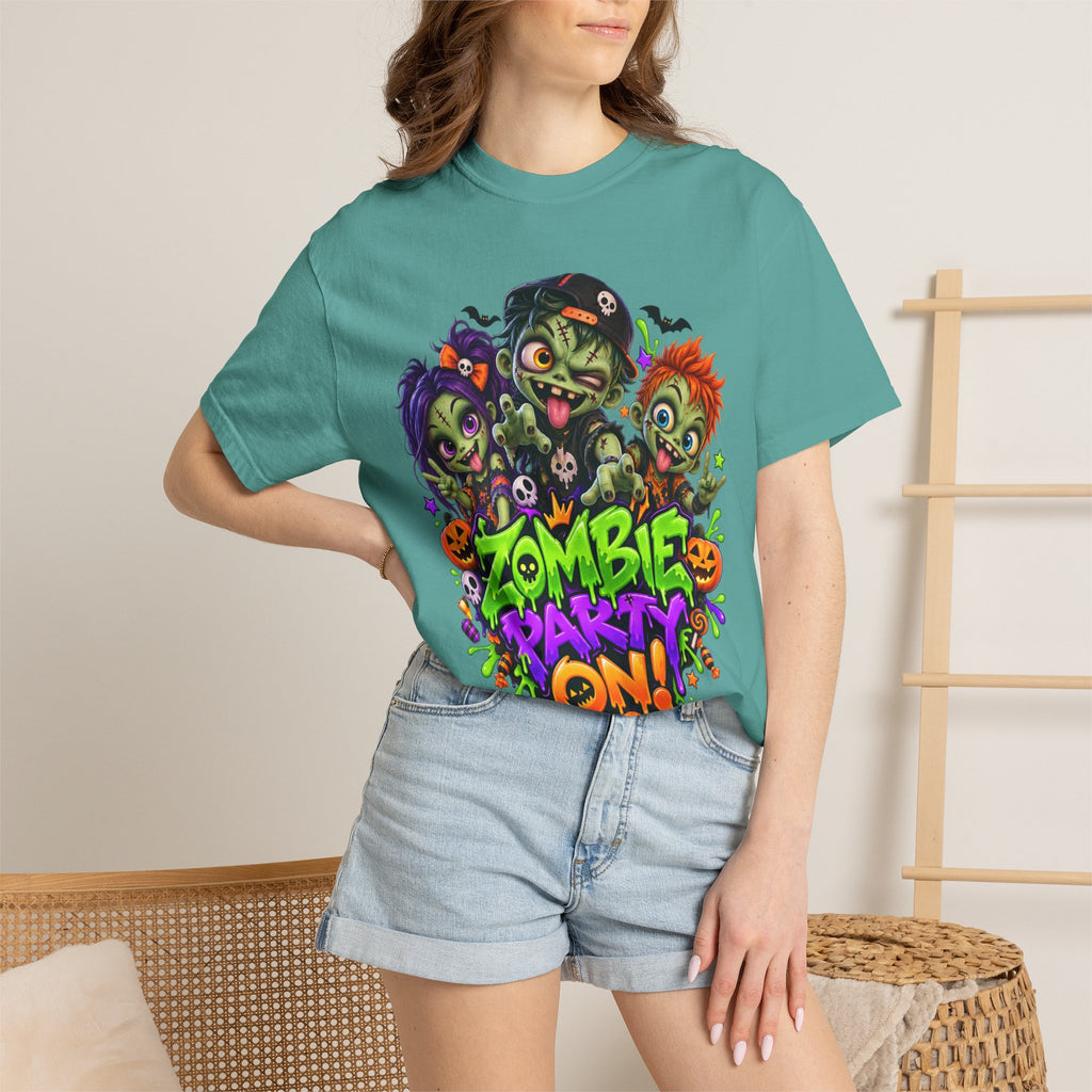 Zombie Party On! – Halloween Zombie Crew Graphic T-Shirt