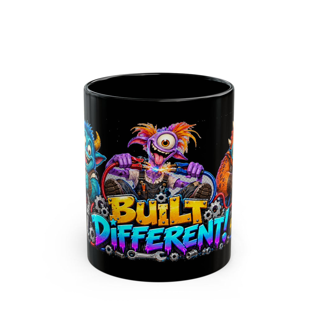 Built Different Monster Workshop Halloween Black Mug