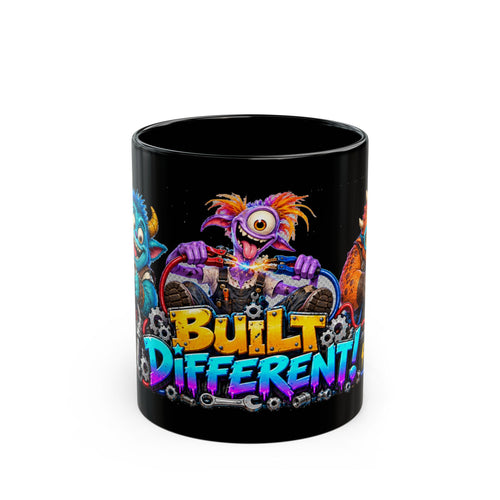 Built Different Monster Workshop Halloween Black Mug