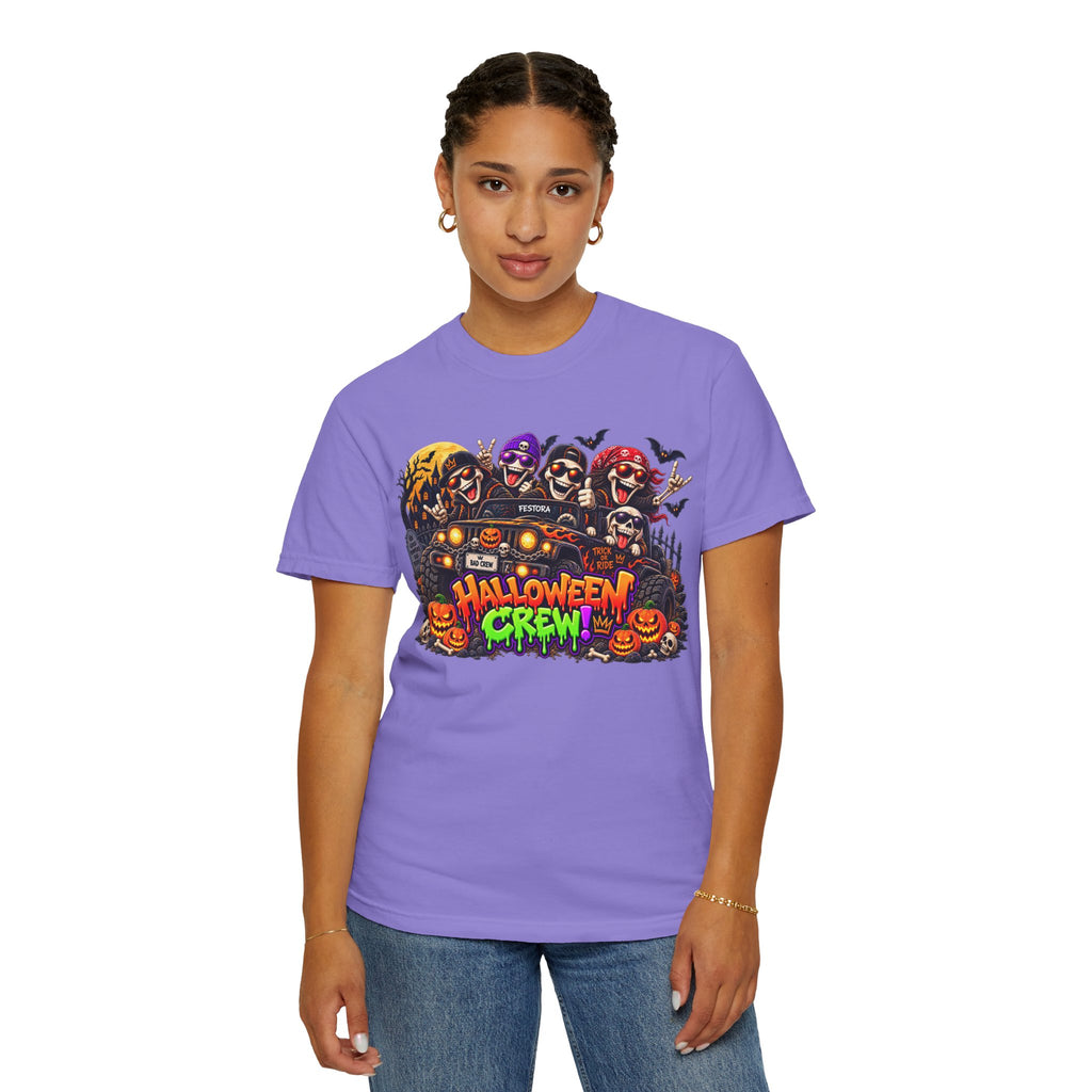 Halloween Crew T-Shirt – Skeleton Jeep Spooky Graphic Tee