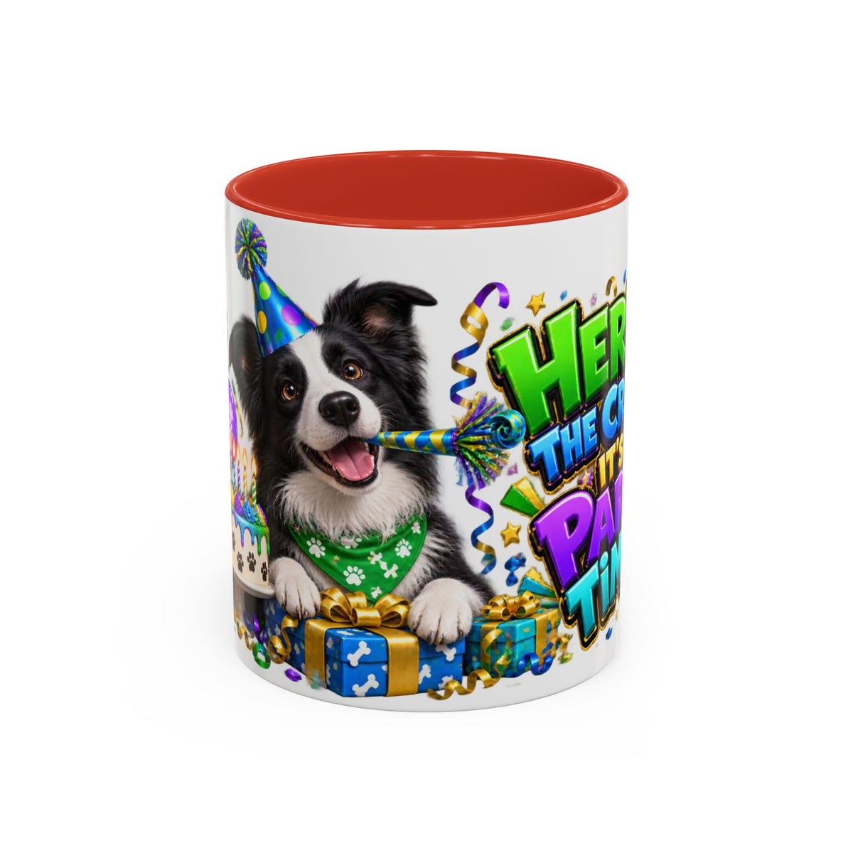 Herd the Crew Border Collie Birthday White Mug