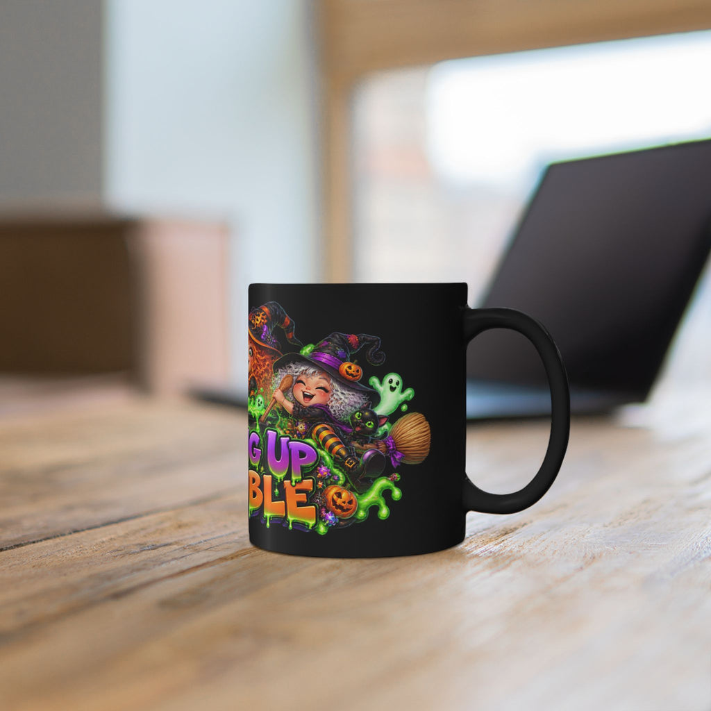 Brewing Up Trouble Witches Halloween Black Mug