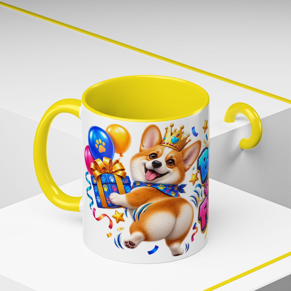 Birthday Mode Full Wiggle Corgi White Mug