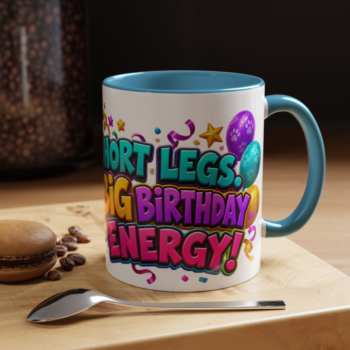 Short Legs Big Birthday Energy Basset Hound White Mug