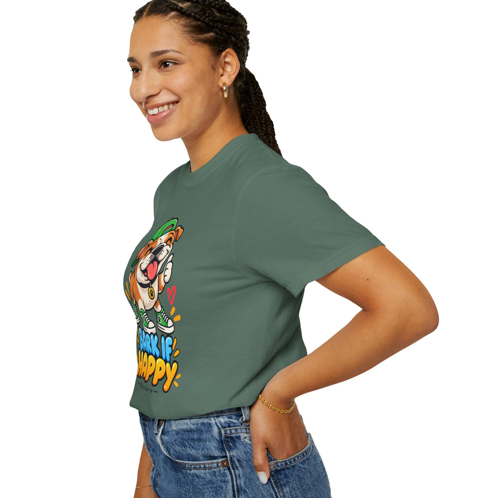 Bark If Happy – Cute Bulldog Graphic T-Shirt