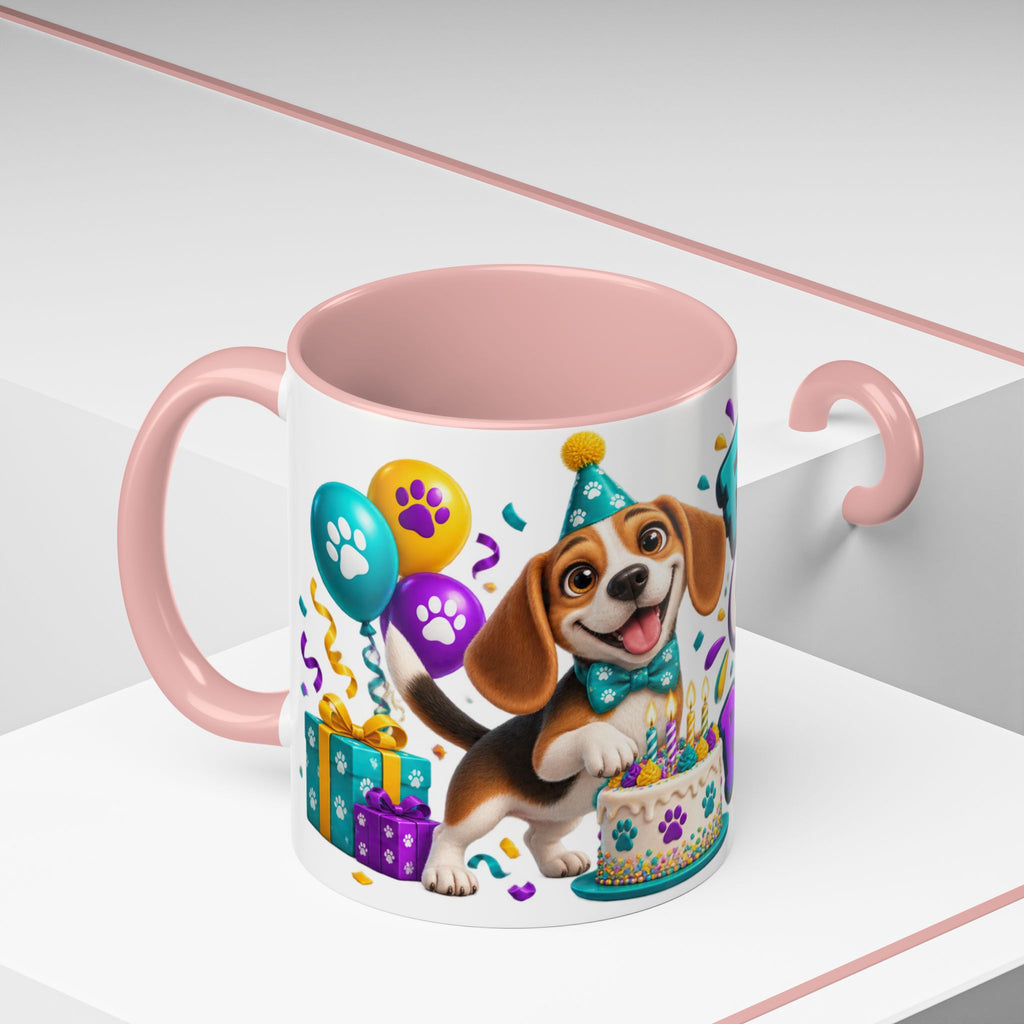 Beagle Birthday Mug – Fetch the Cake White Ceramic Coffee Cup