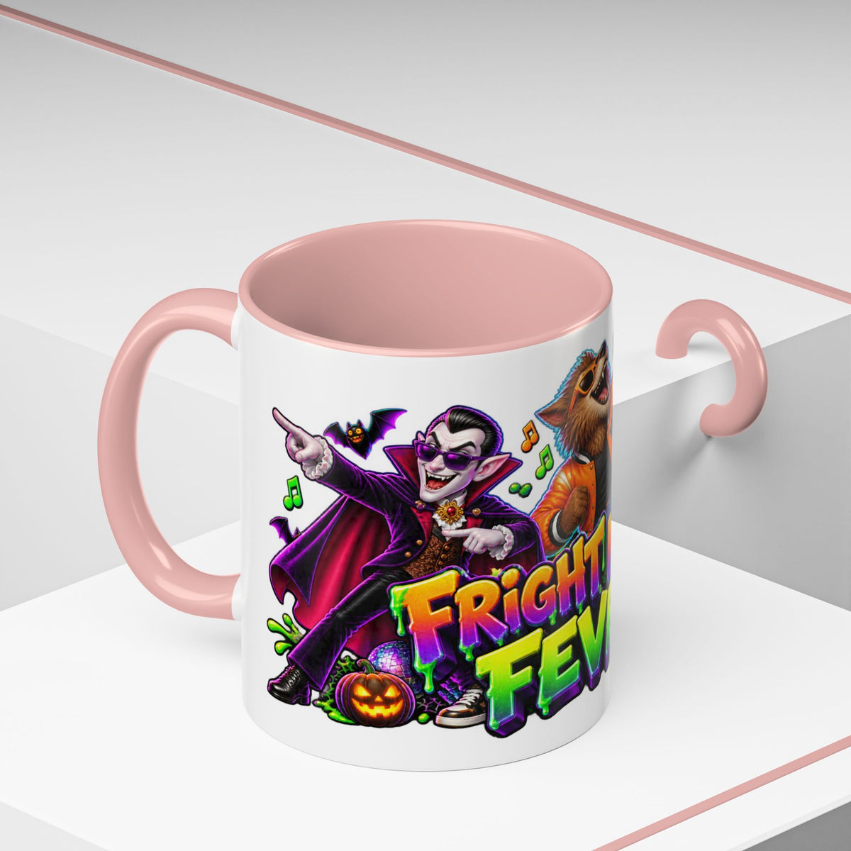 Fright Night Fever Dancing Monsters Halloween White Mug