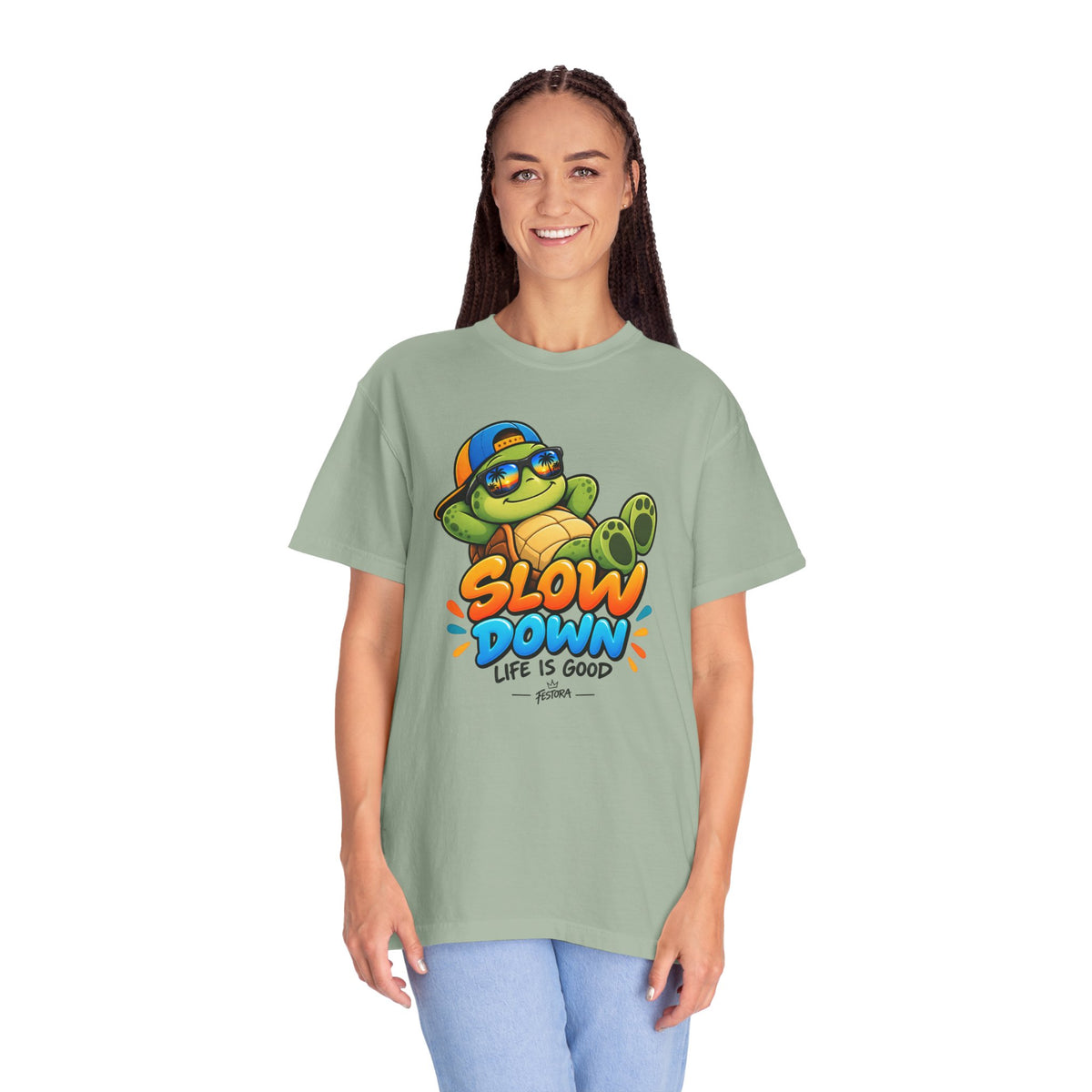 Slow Down, Life Is Good – Turtle Graphic T-Shirt | Festora Everyday