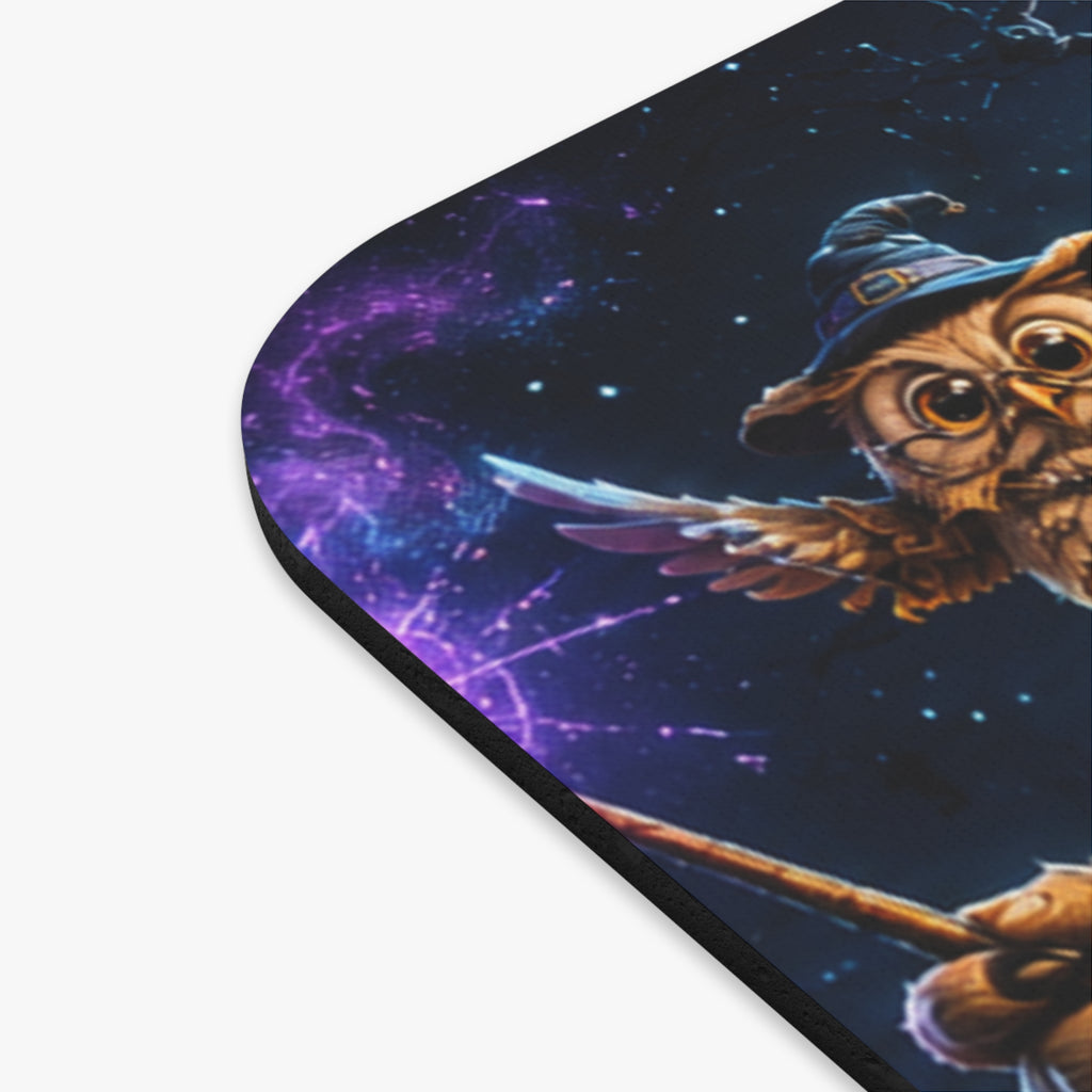 Witch Owl Night Rectangle Mouse Pad — Magical FullMoon Fantasy (9" x 8")