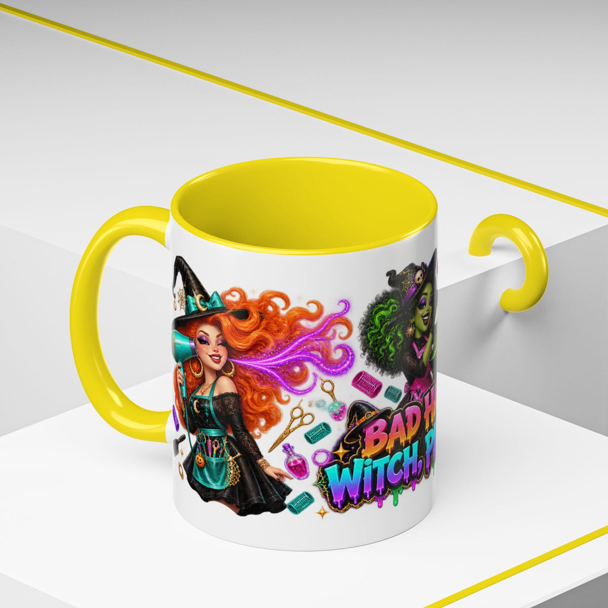 Bad Hair Witch Please Halloween Hairstylist White Mug