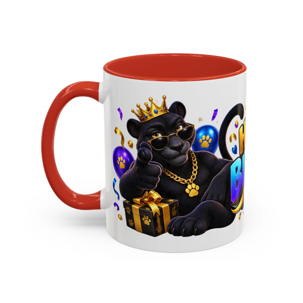 Black Panther Happy Birthday Mug – Purple Blue & Gold Birthday Gift – FestoraShop White Coffee Mug