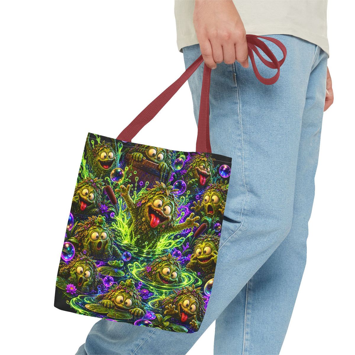 Cosmic Jellyfish Tote Bag – Neon Deep-Sea Galaxy Beach Tote