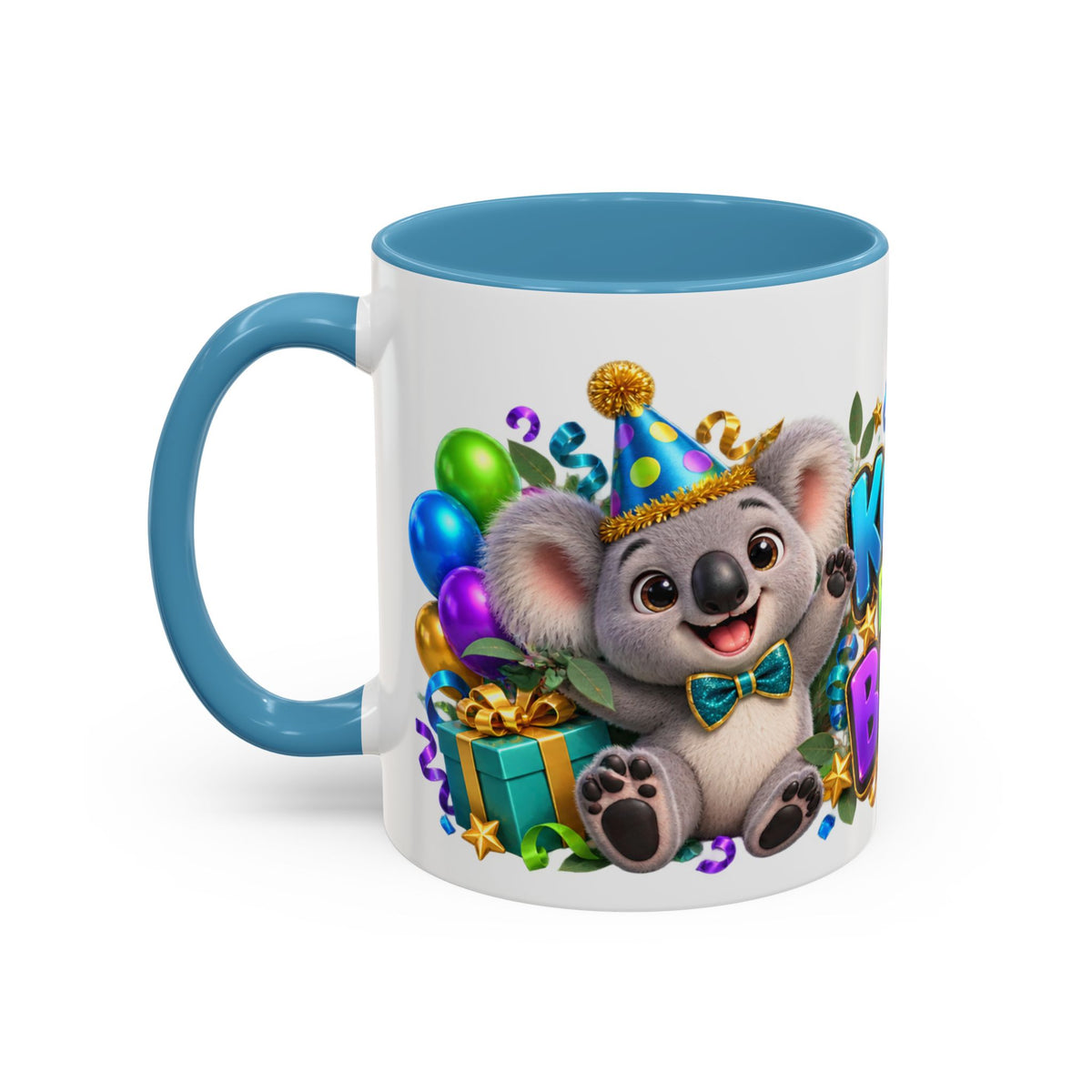 Koala-Fied for a Great Birthday White Mug – Cute Koala Birthday Cup, Colorful Fun Party Gift