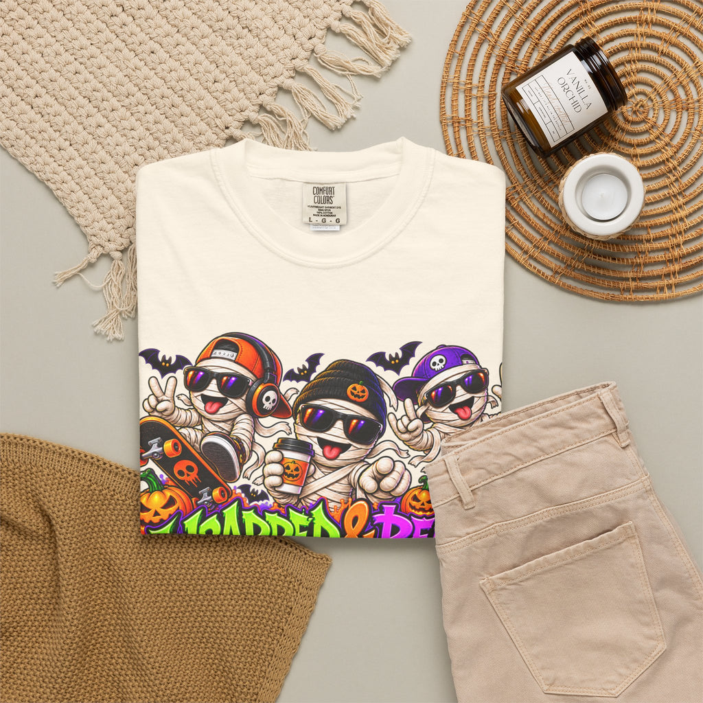 Wrapped & Ready – Halloween Mummy Crew Graphic T-Shirt