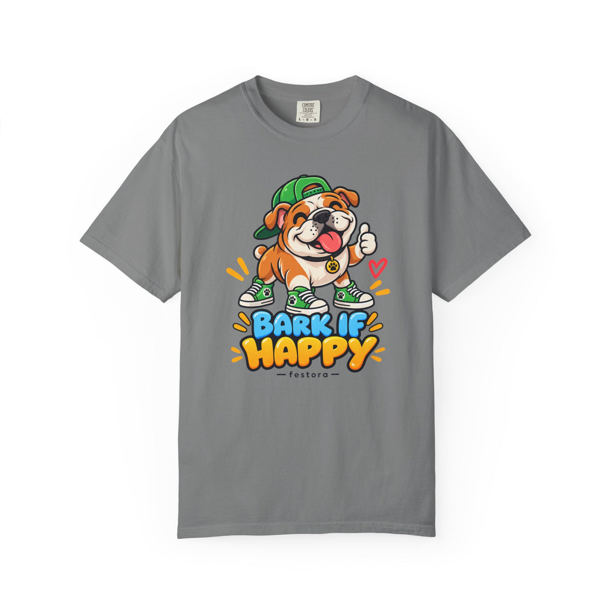 Bark If Happy – Cute Bulldog Graphic T-Shirt