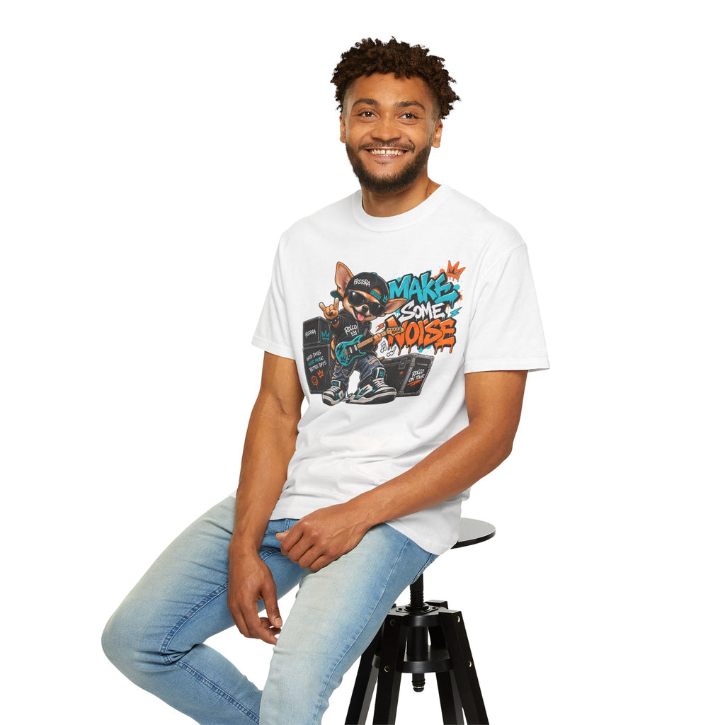 Make Some Noise Rocco Graphic T-Shirt — Streetwear Rock Dog Tee