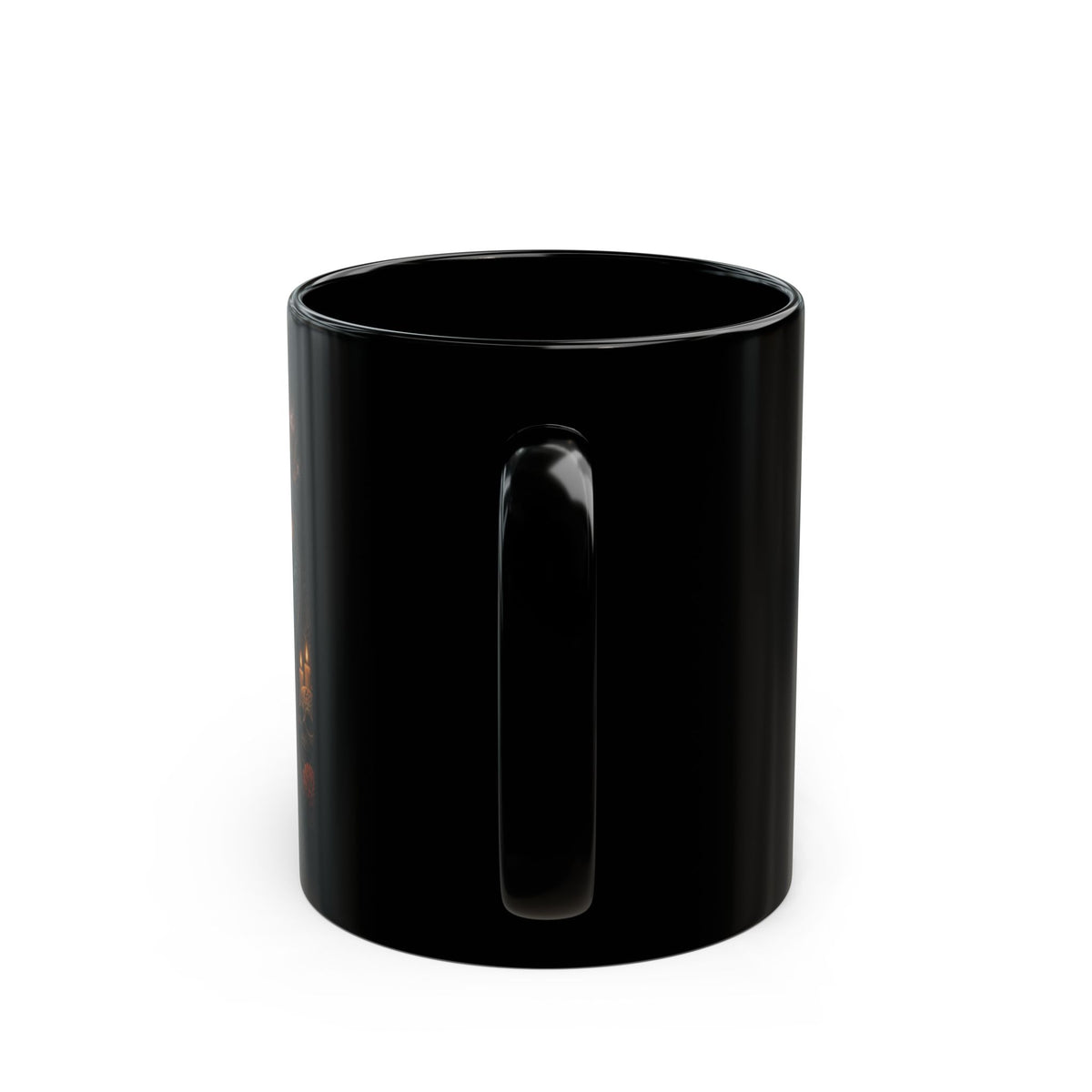 Ancient Spirits, Modern Mischief Black Mug — Halloween Cat Skull Design (11oz/15oz)