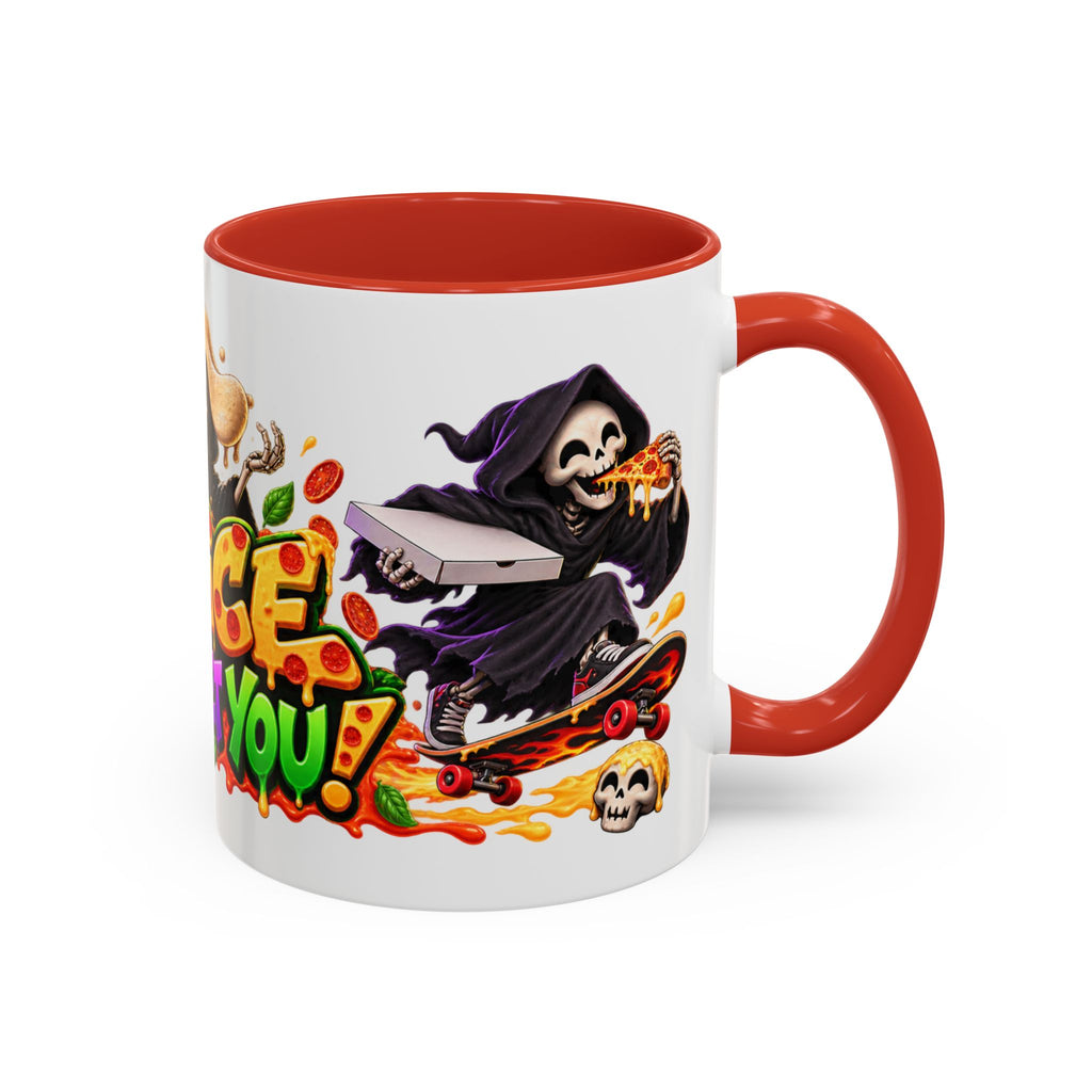 Slice to Meet You Funny Grim Reaper Pizza Halloween White Mug