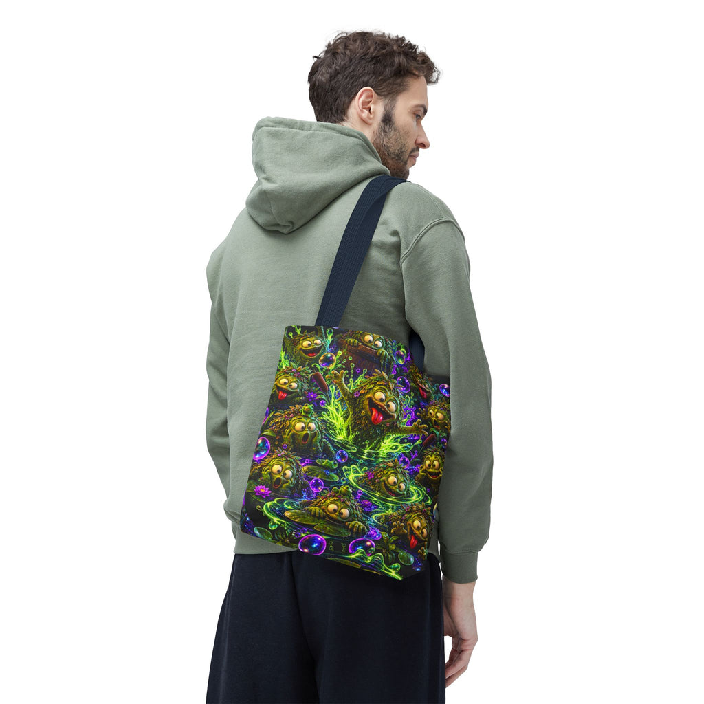 Cosmic Jellyfish Tote Bag – Neon Deep-Sea Galaxy Beach Tote