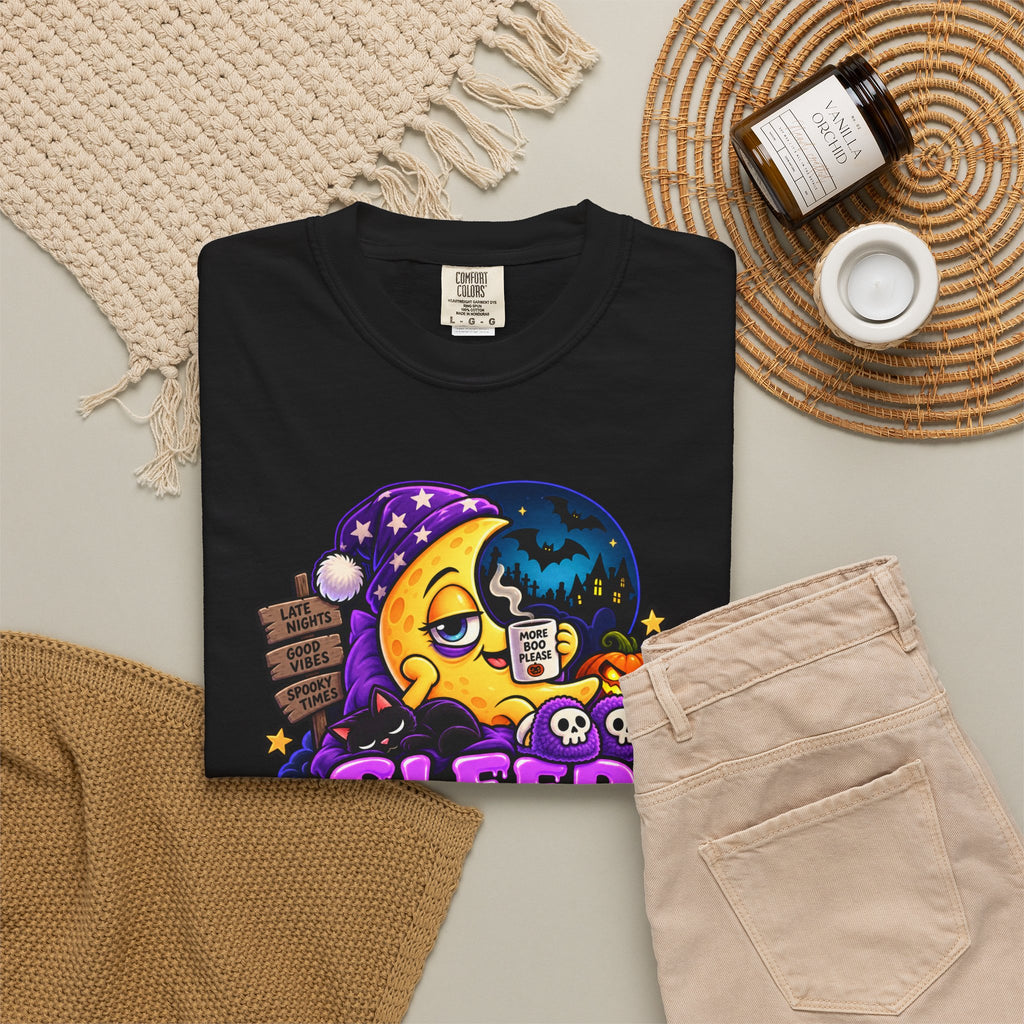Sleep Is for the Living – Funny Halloween Moon T-Shirt