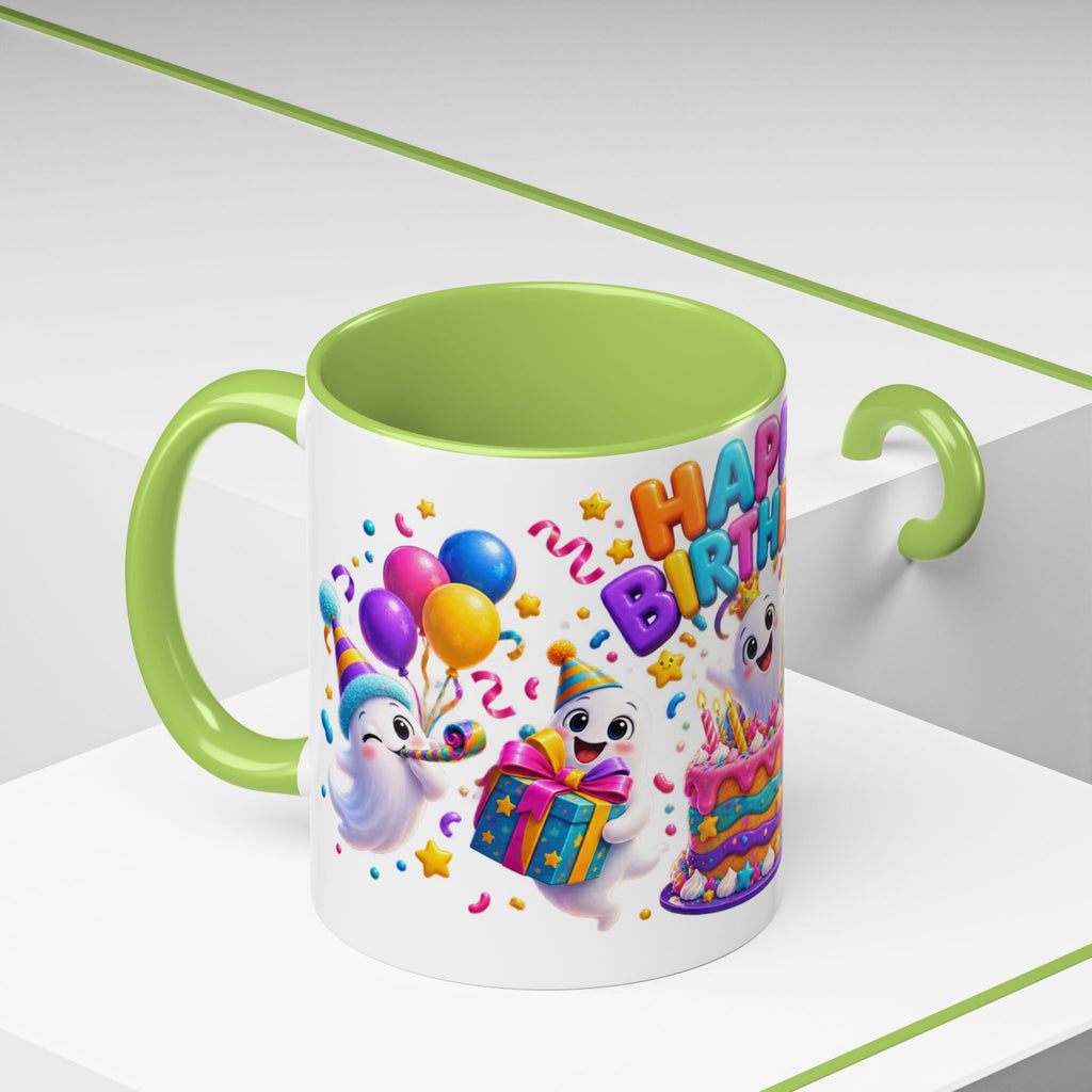 Happy Birthday Accent Coffee Mug - Colorful Celebration Mug (11oz, 15oz)