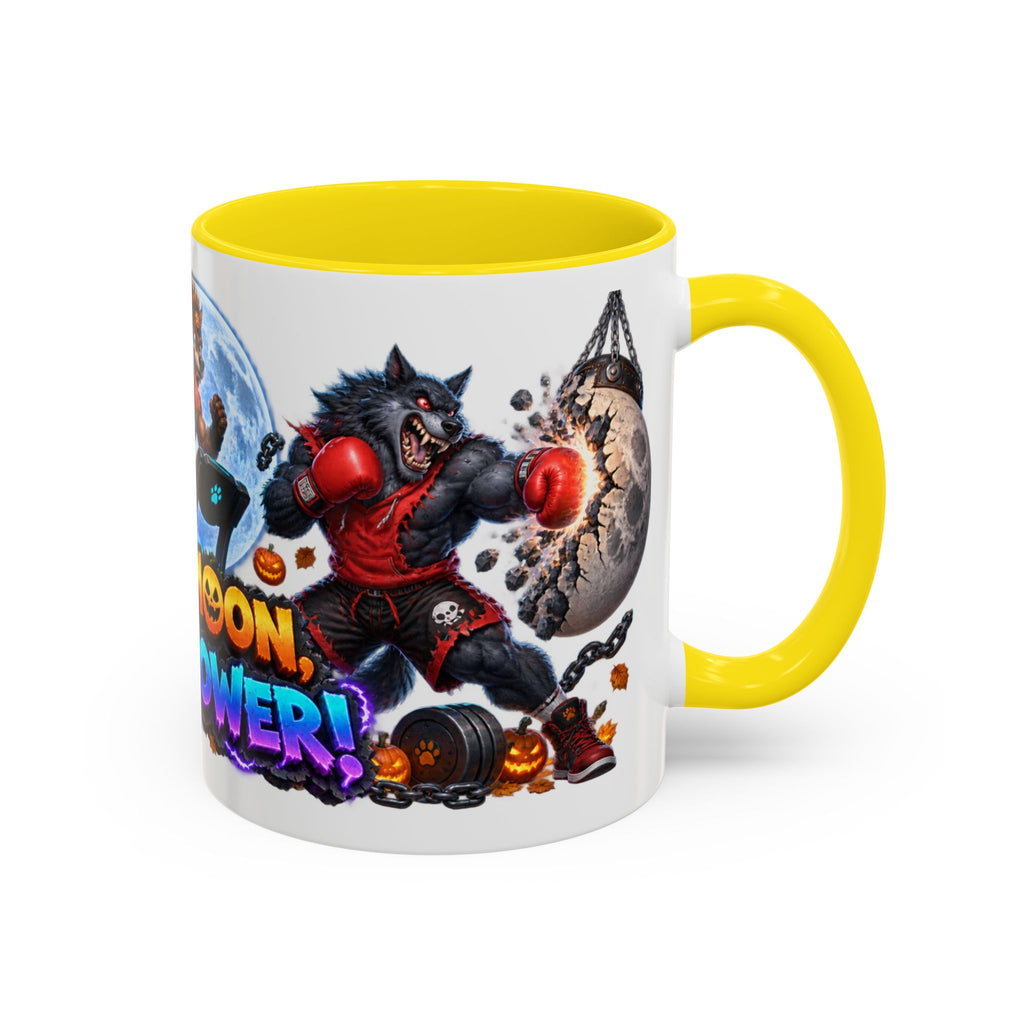 Full Moon Full Power Werewolf Gym Halloween White Mug