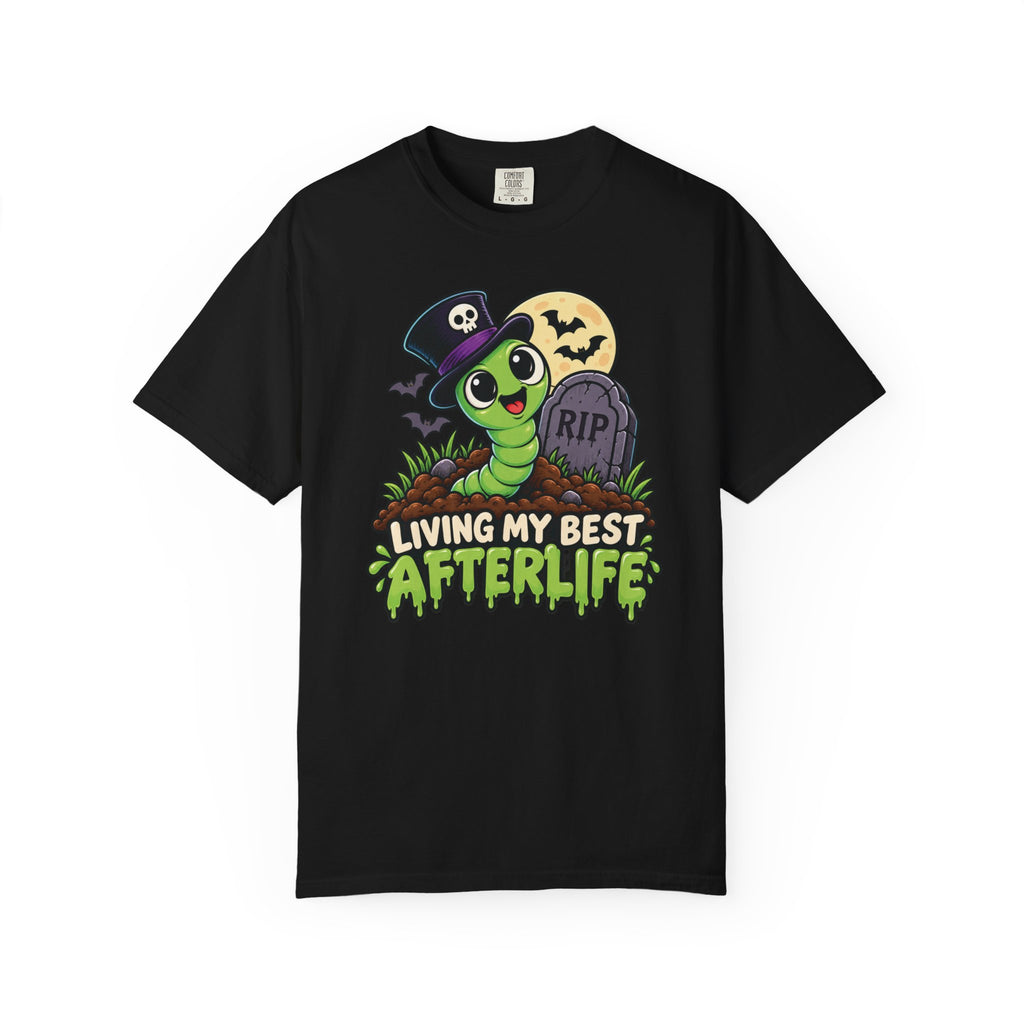 Living My Best Afterlife – Cute Halloween Graveyard Worm T-Shirt