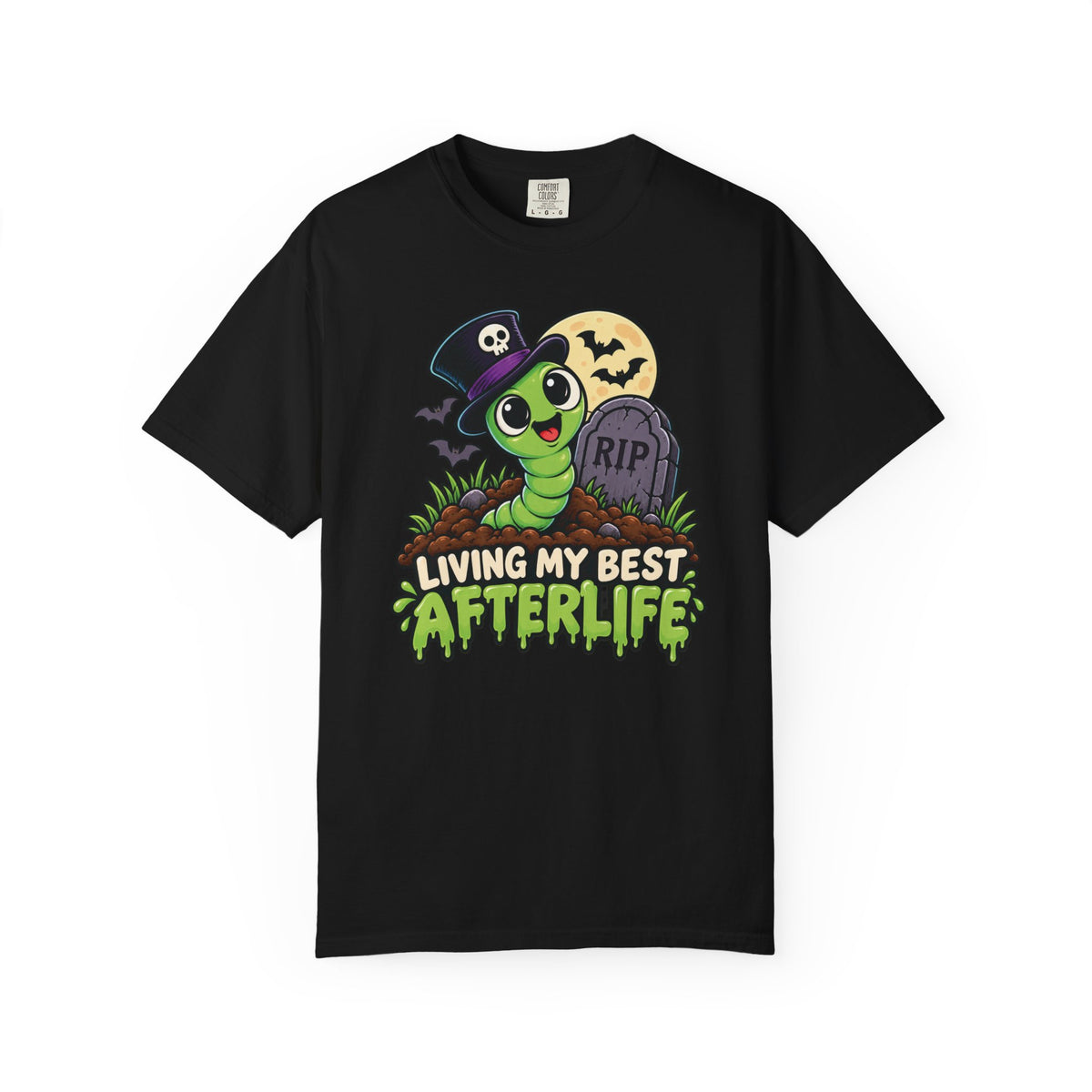 Living My Best Afterlife – Cute Halloween Graveyard Worm T-Shirt