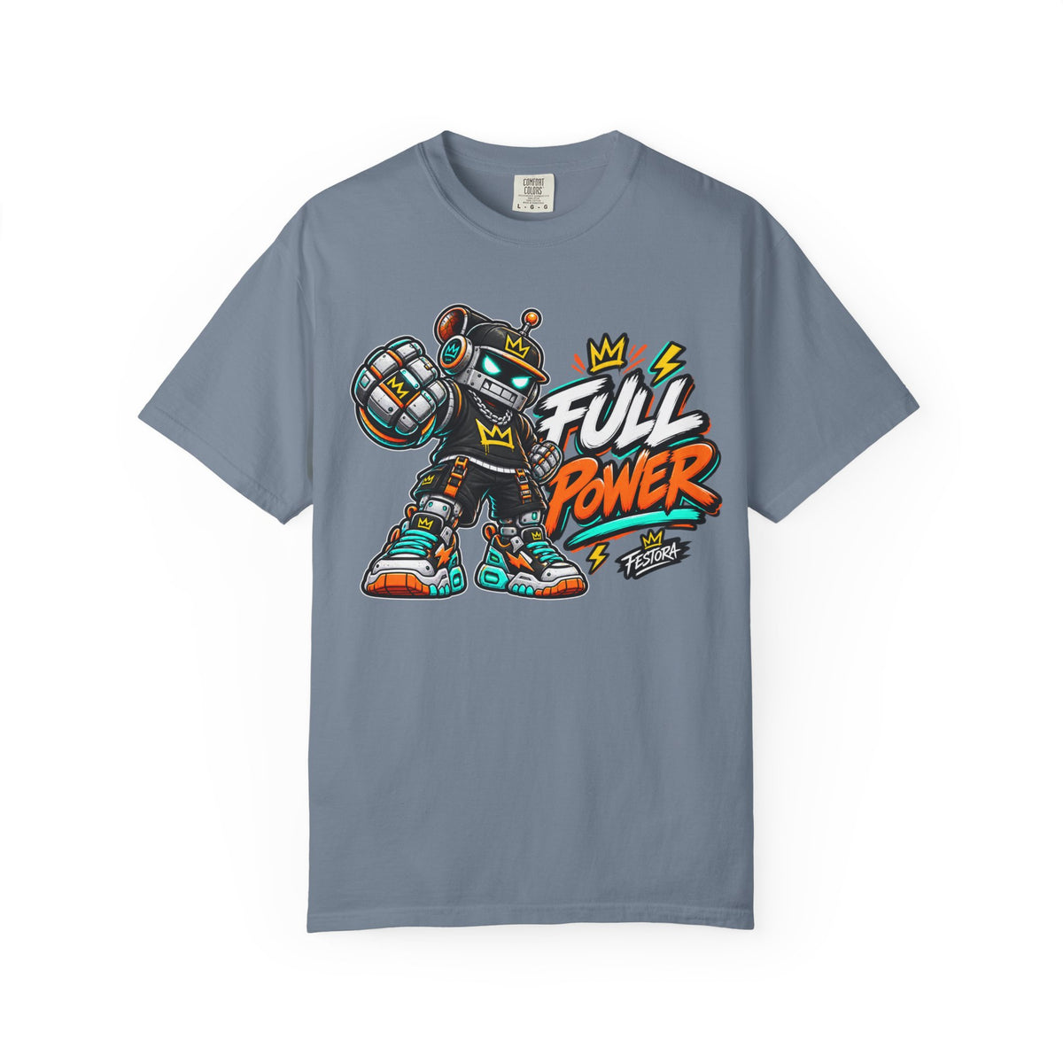 Full Power Robot Graphic T-Shirt — Retro Streetwear Tee