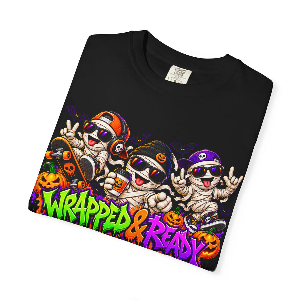 Wrapped & Ready – Halloween Mummy Crew Graphic T-Shirt