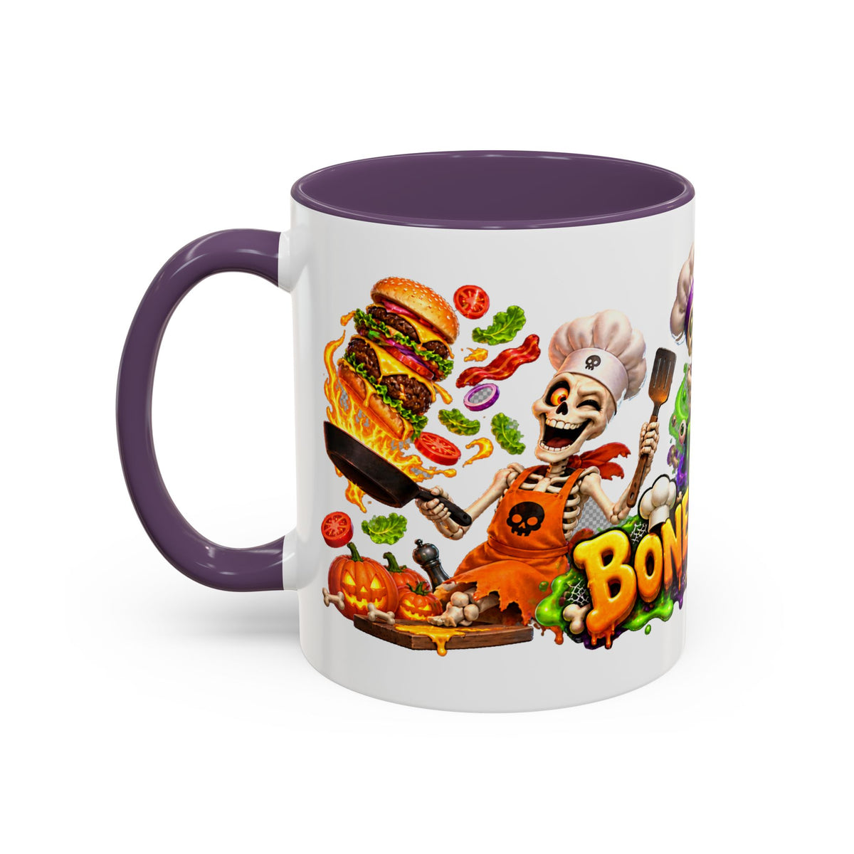 Bone Appetit Skeleton Chefs Halloween White Mug